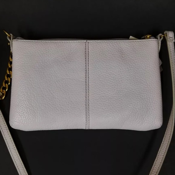 FOSSIL MIMI MINERAL GRAY LEATHER DOUBLE ZIP BAG,CROSSBODY,CONVERTIBLE - Picture 2 of 12